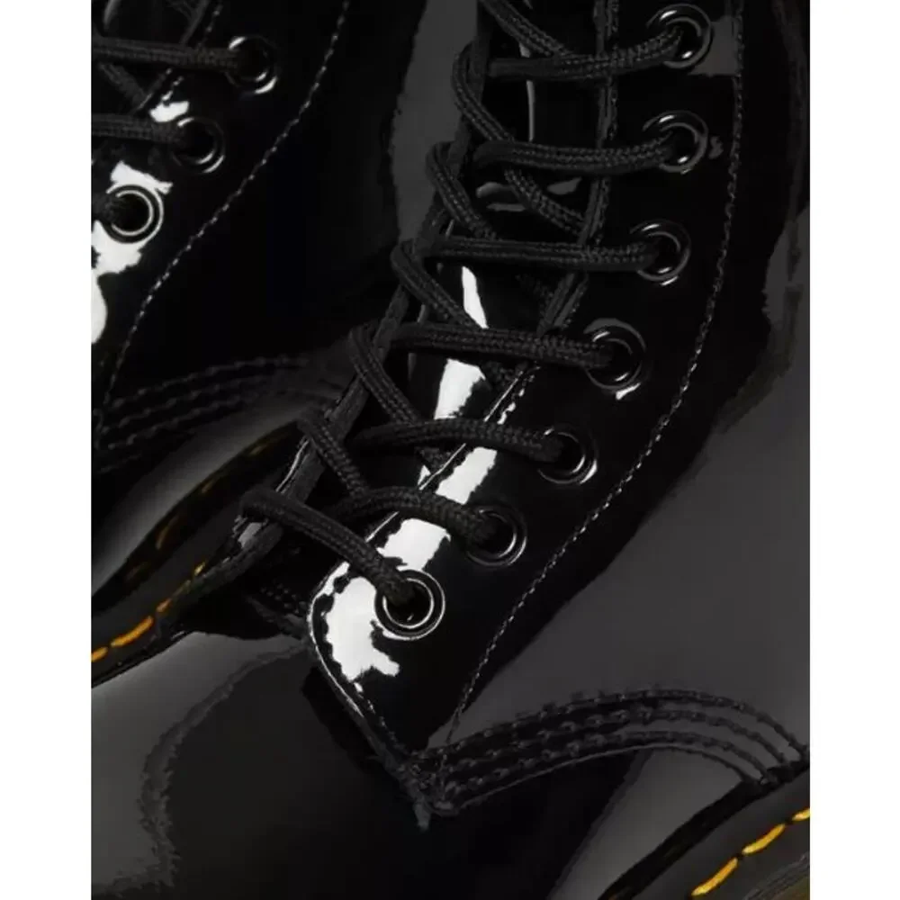 NEW Dr. Martens 1460 Patent Leather Lace Up Combat Boots Black Women's Size 6 - Picture 8 of 13